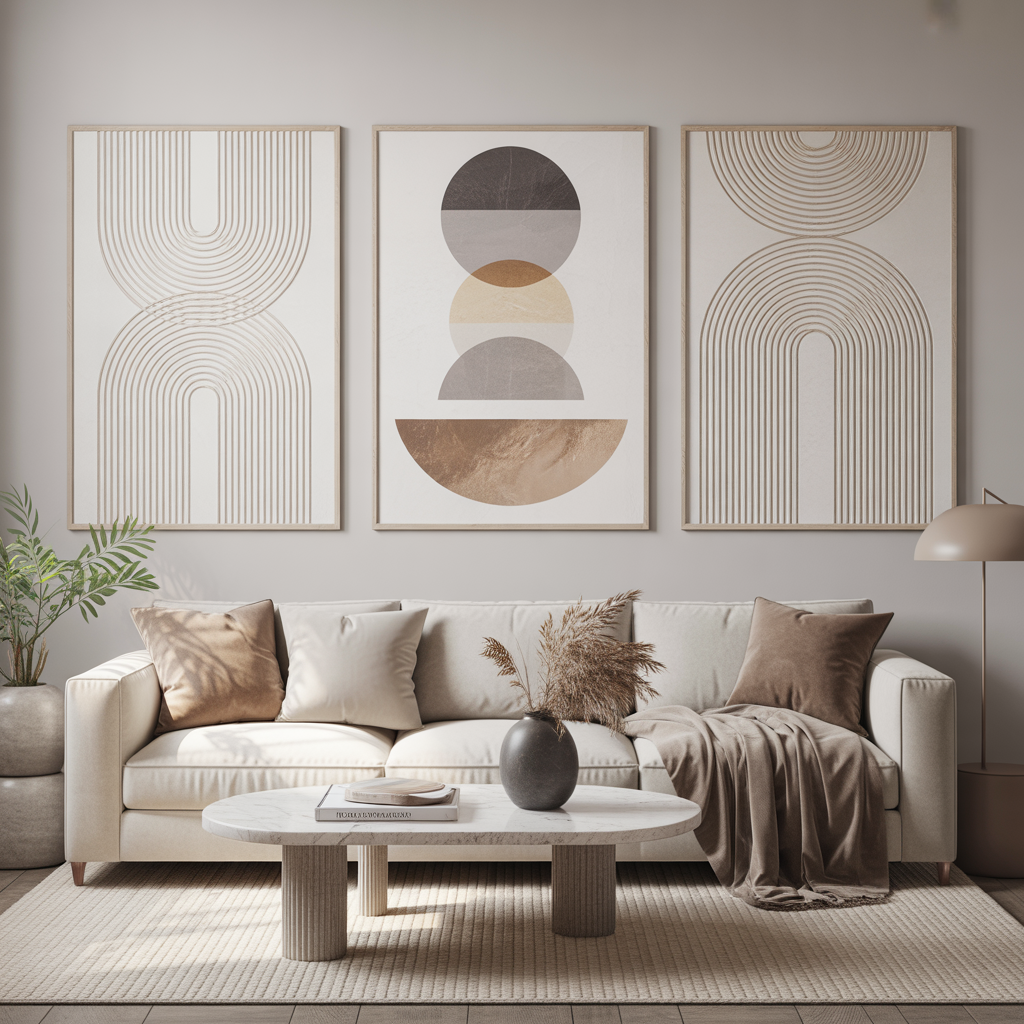 Elegant Neutral Harmony Set (3 Wall Art Designs)